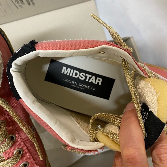 NIB Golden Goose Midstar Salmon Canvas & White Star Sneaker,37 - Picture 8 of 16